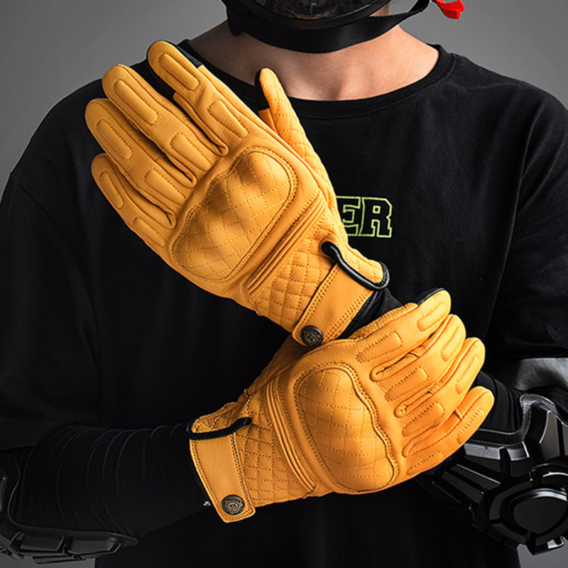 Motorcycle Gear Full Set - Guantes de Motocicleta Retro de Cuero,