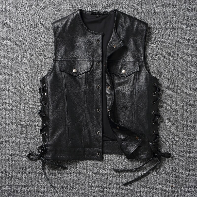 Motorcycle Gear Vest - Chaleco de Cuero para Motociclistas, Moderno