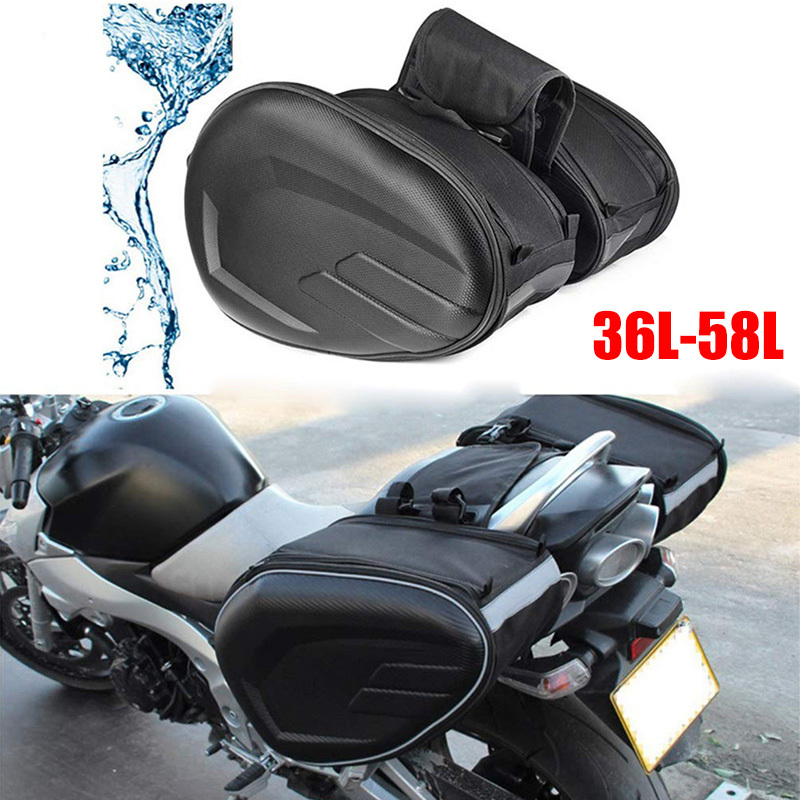 Motorcycle Gear Warehouse - Alforjas negras de 36-58L para motocicleta,