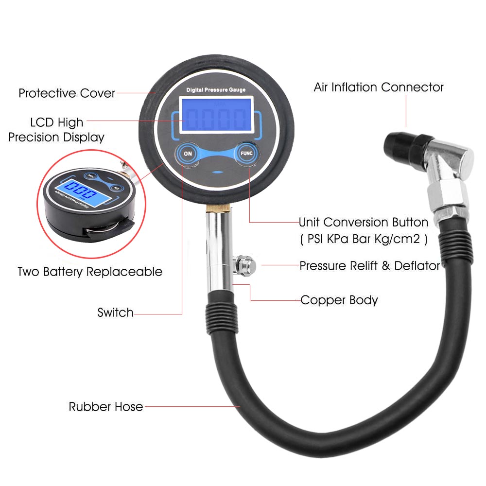 Medidor Digital de presión de  - Tyre Pressure Gauge reseña y precio