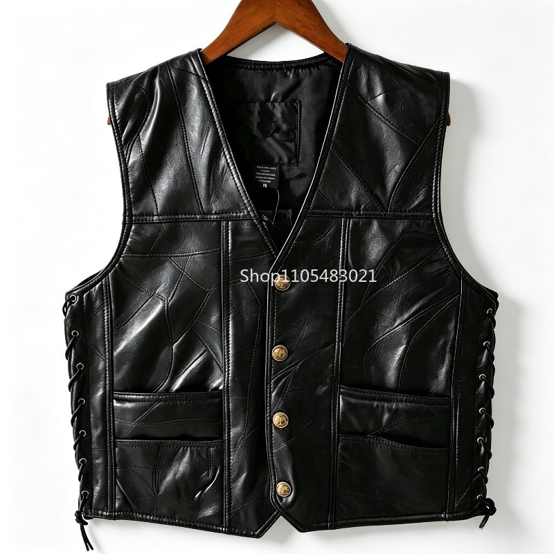 Chaleco de Cuero Negro con Par - Motorcycle Gear Vest reseña y precio