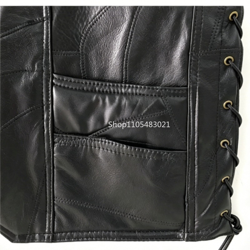 Chaleco de Cuero Negro con Par - Motorcycle Gear Vest reseña y precio