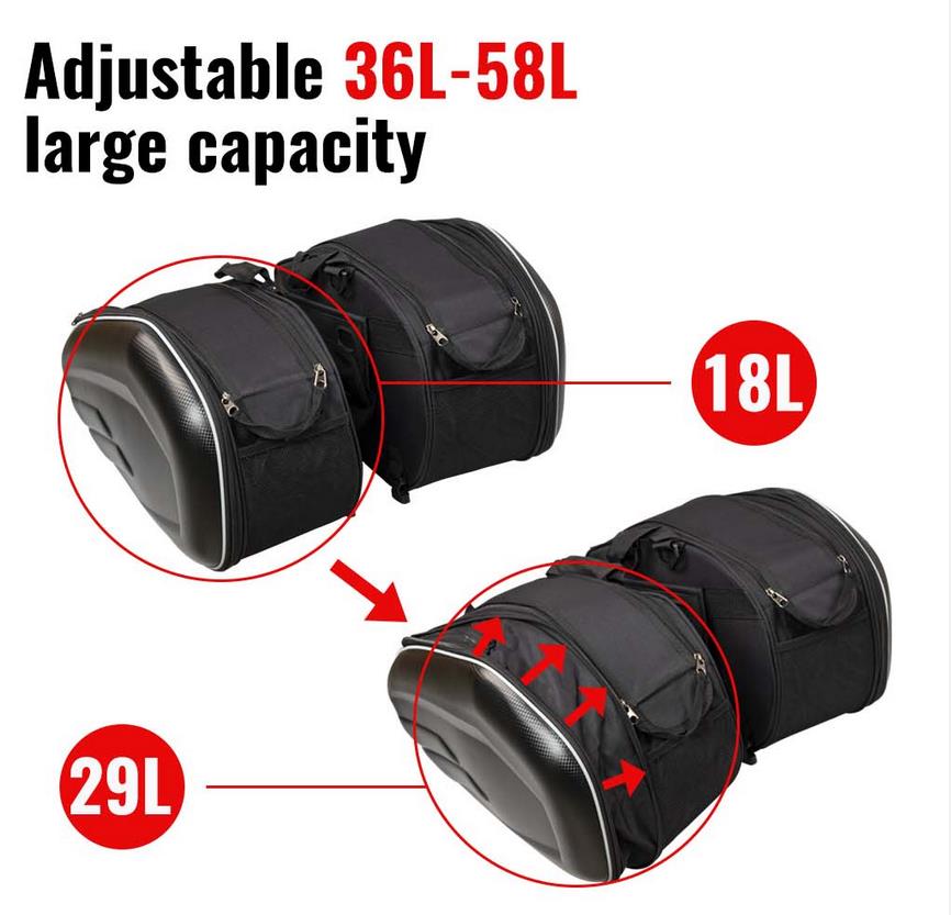 Alforjas negras de 36-58L para - Motorcycle Gear Warehouse reseña y precio